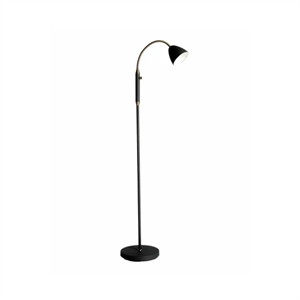 HALO DESIGN - ROOM 49 SORT GULVLAMPE MED 1 ARM - ANTIK MESSING